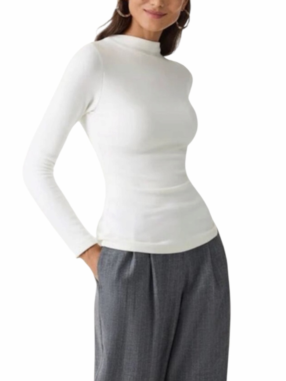 NWT OGL premium warmth brushed mock neck long sleeve brami cream blouse size XL